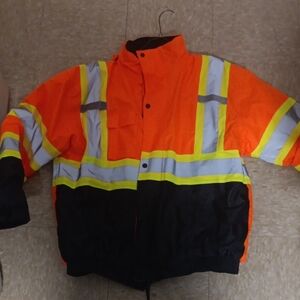 Mens Safety Raincoat in Orange and Black